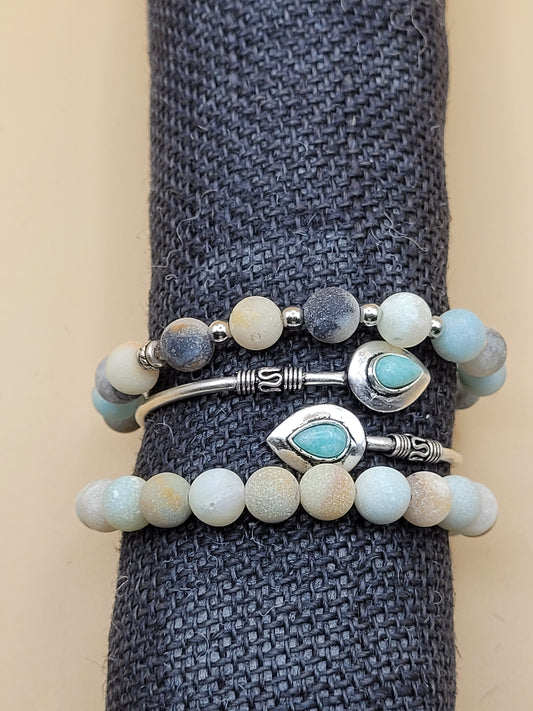 Amazonite Bead & Bangle 3pc.