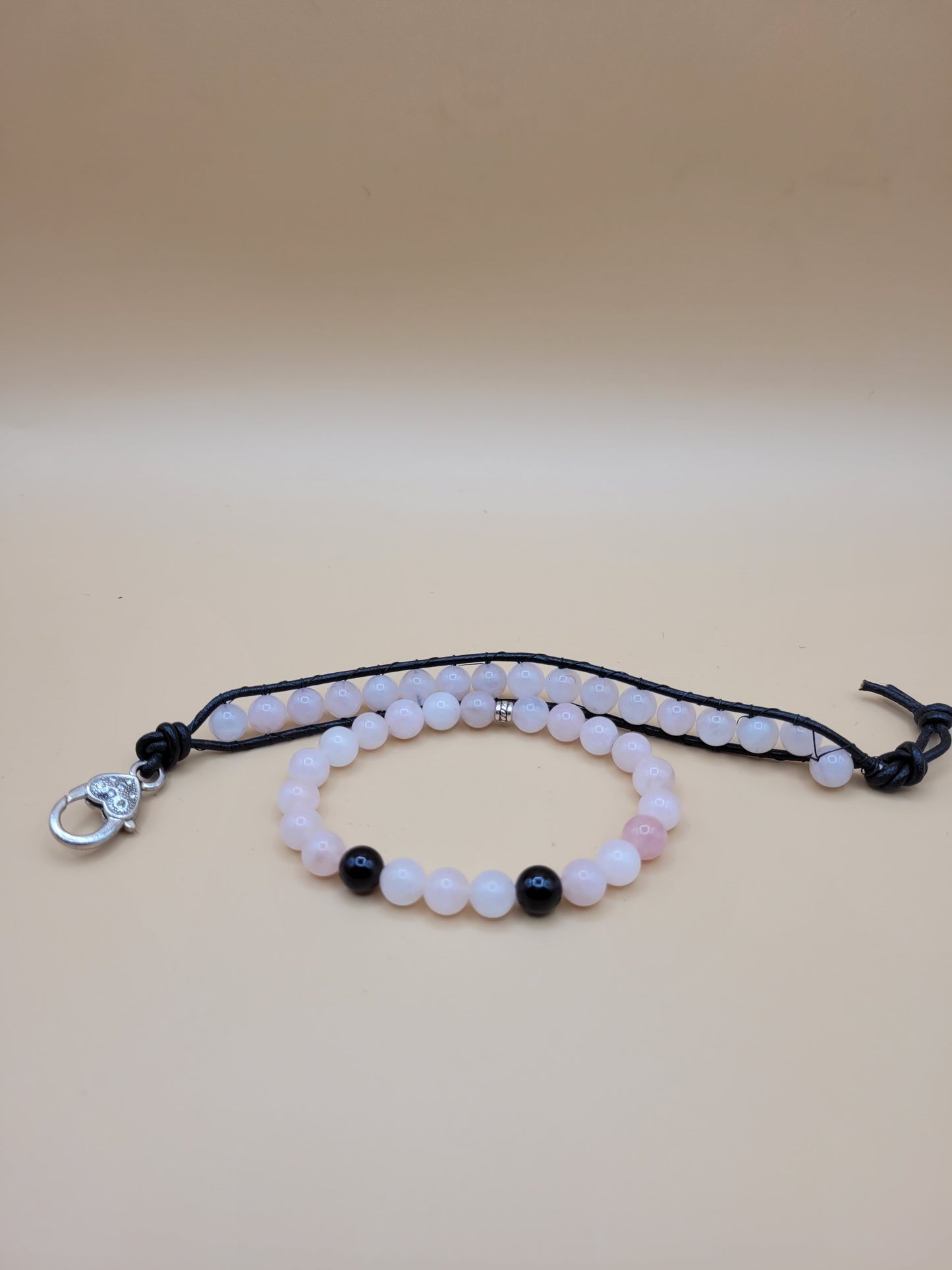 Rose Quartz Leather Band & Bead 2pc.