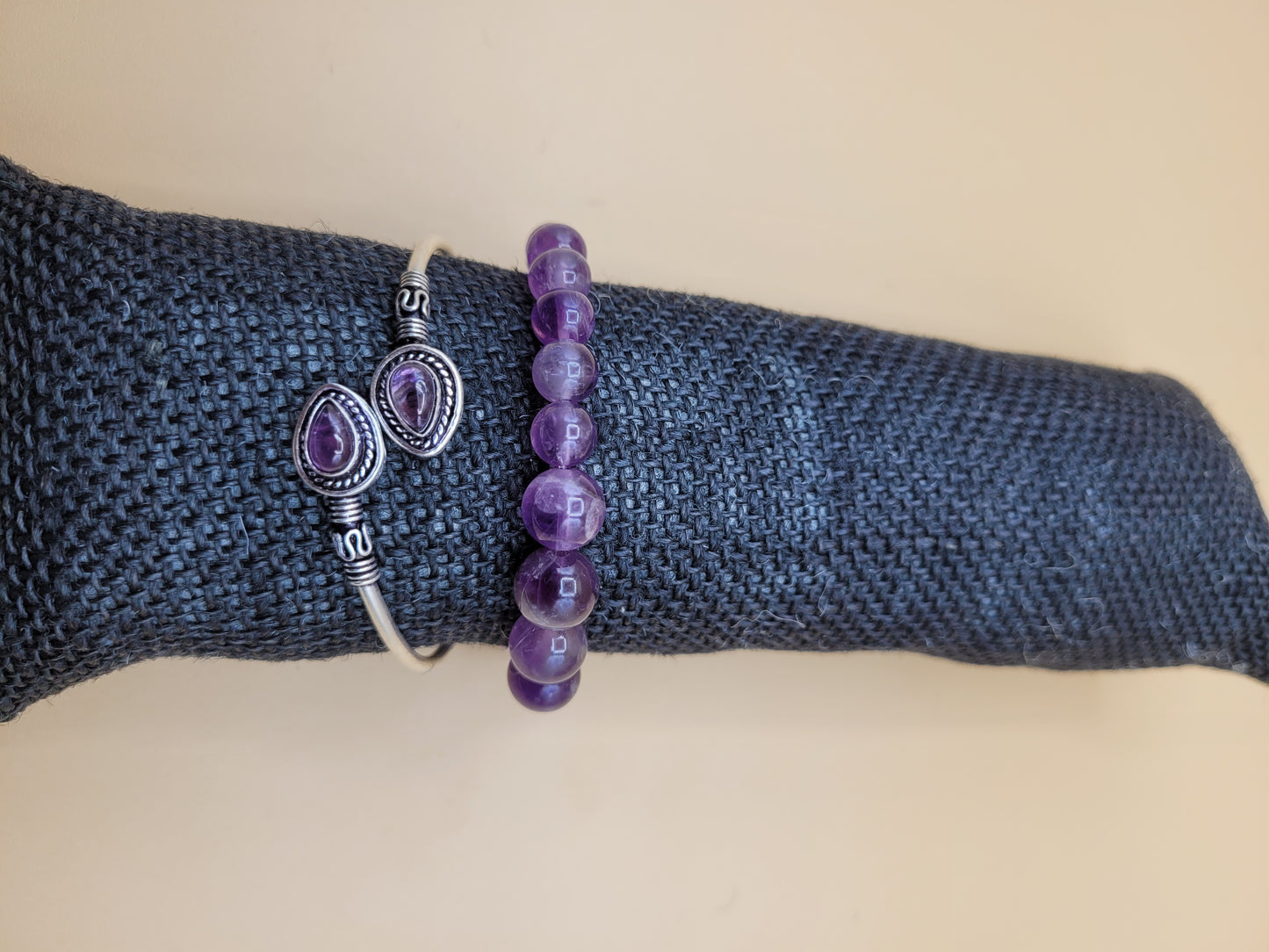 Amethyst tip Bangle and Bead 2pc.