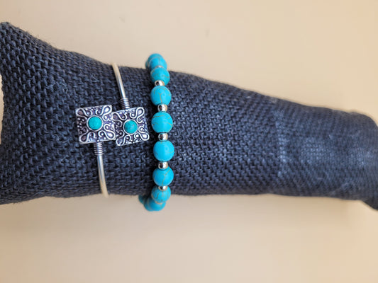 Turquoise tip Bangle& Bead 2pc.