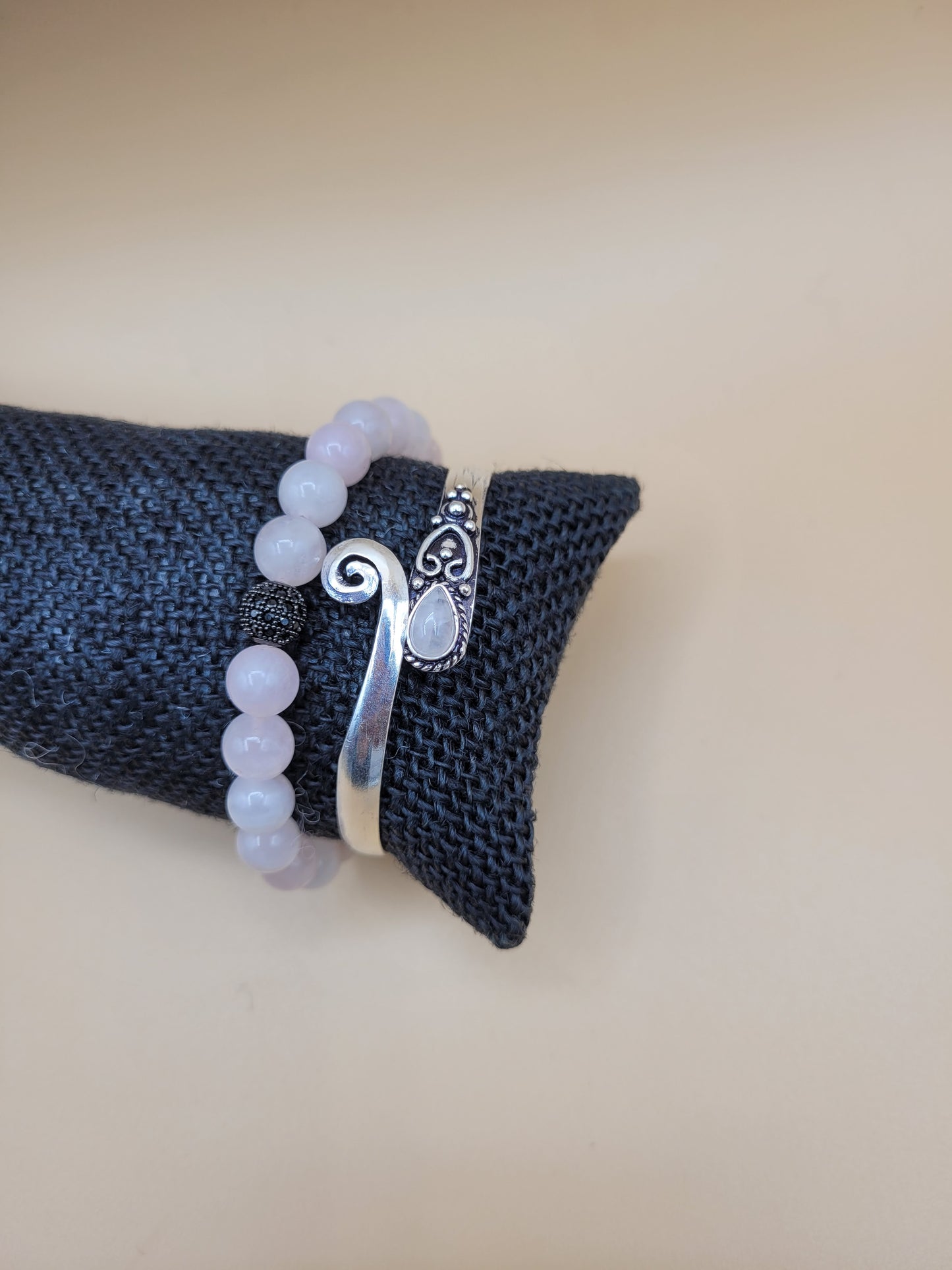 Rose Quartz Bead & Bangle 2pc