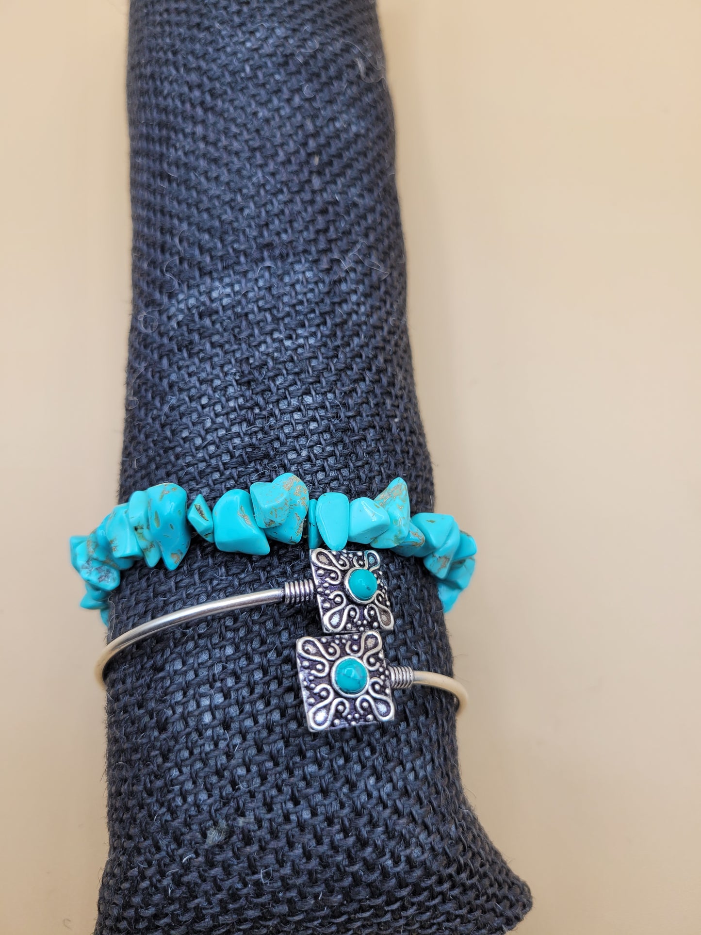 Turquoise tip Bangle & Chipped Stone 2pc.