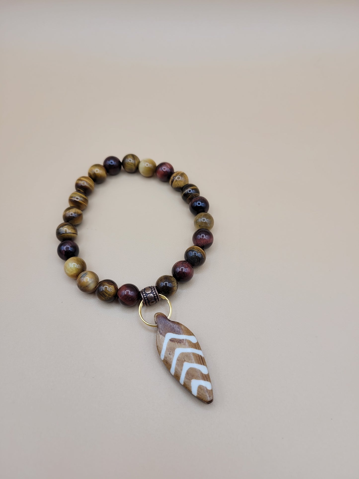 Tiger's Eye with wooden Spear Pendant