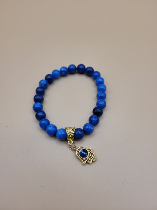 Kyanite Bead with Hand charm Bracelet