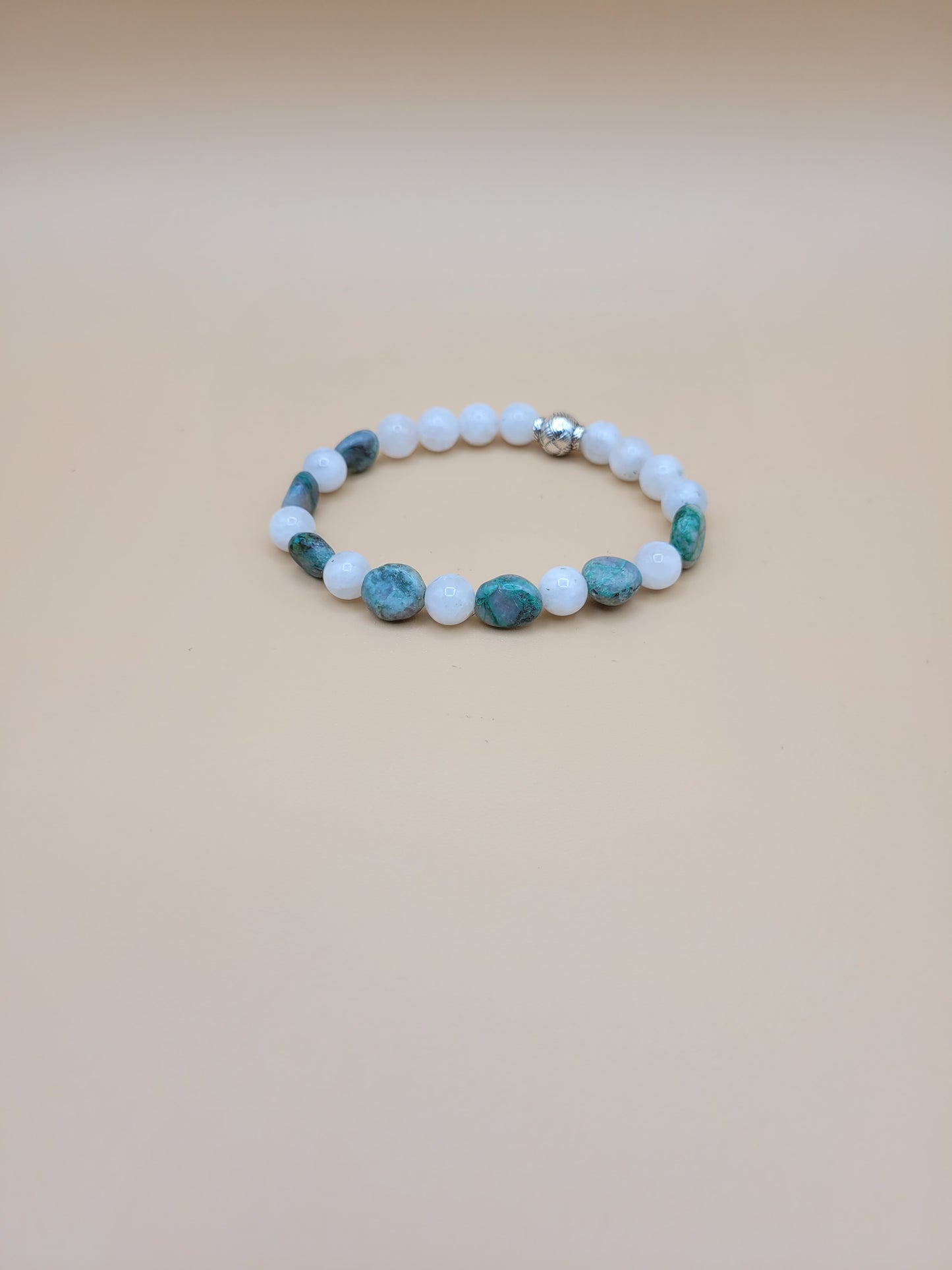 Chrysocolla & Rainbow Moonstone Bead Bracelet