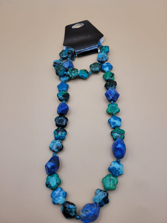 Chrysocolla Bead Chunk Necklace & Bracelet Set