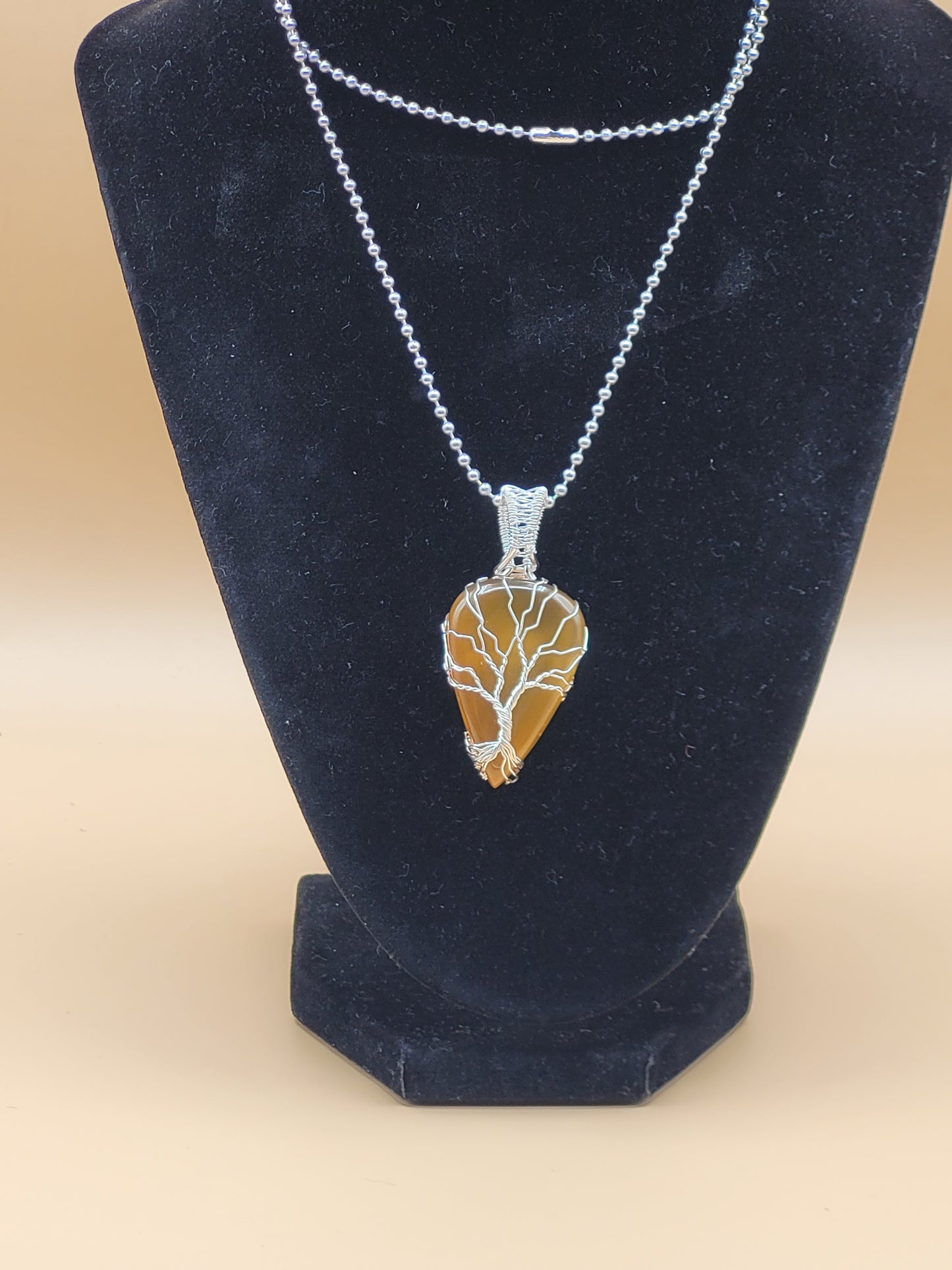 Agate Stone Tree of Life Silver