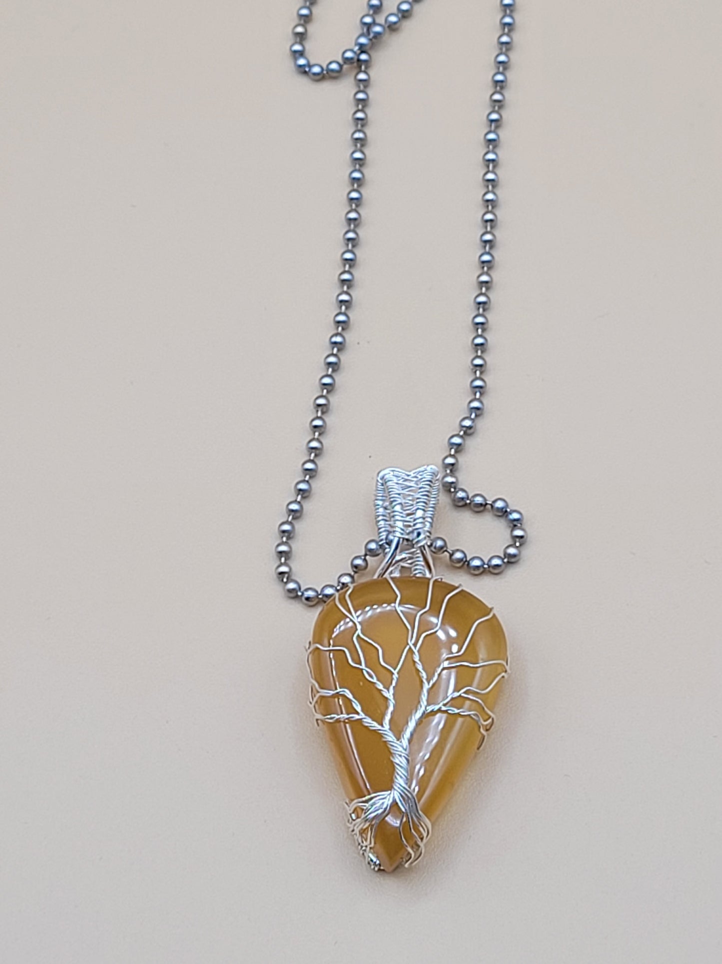 Agate Stone Tree of Life Silver