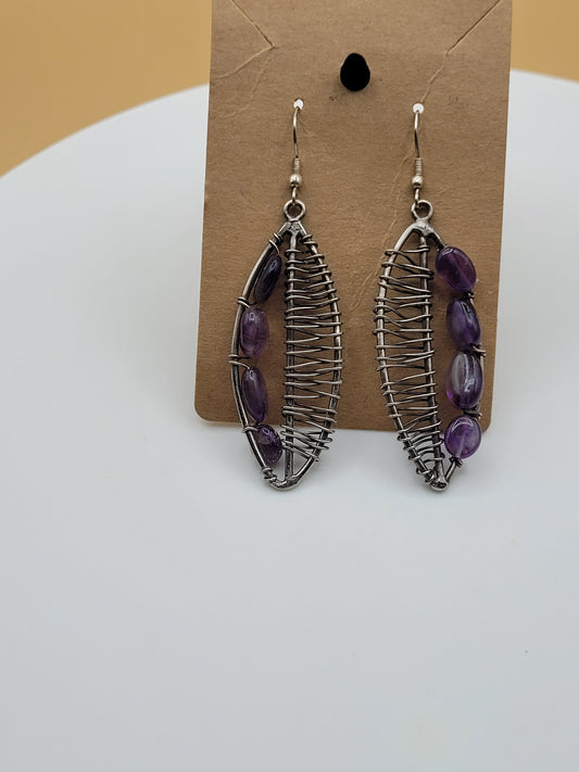 Amethyst Bone Shaped Earring