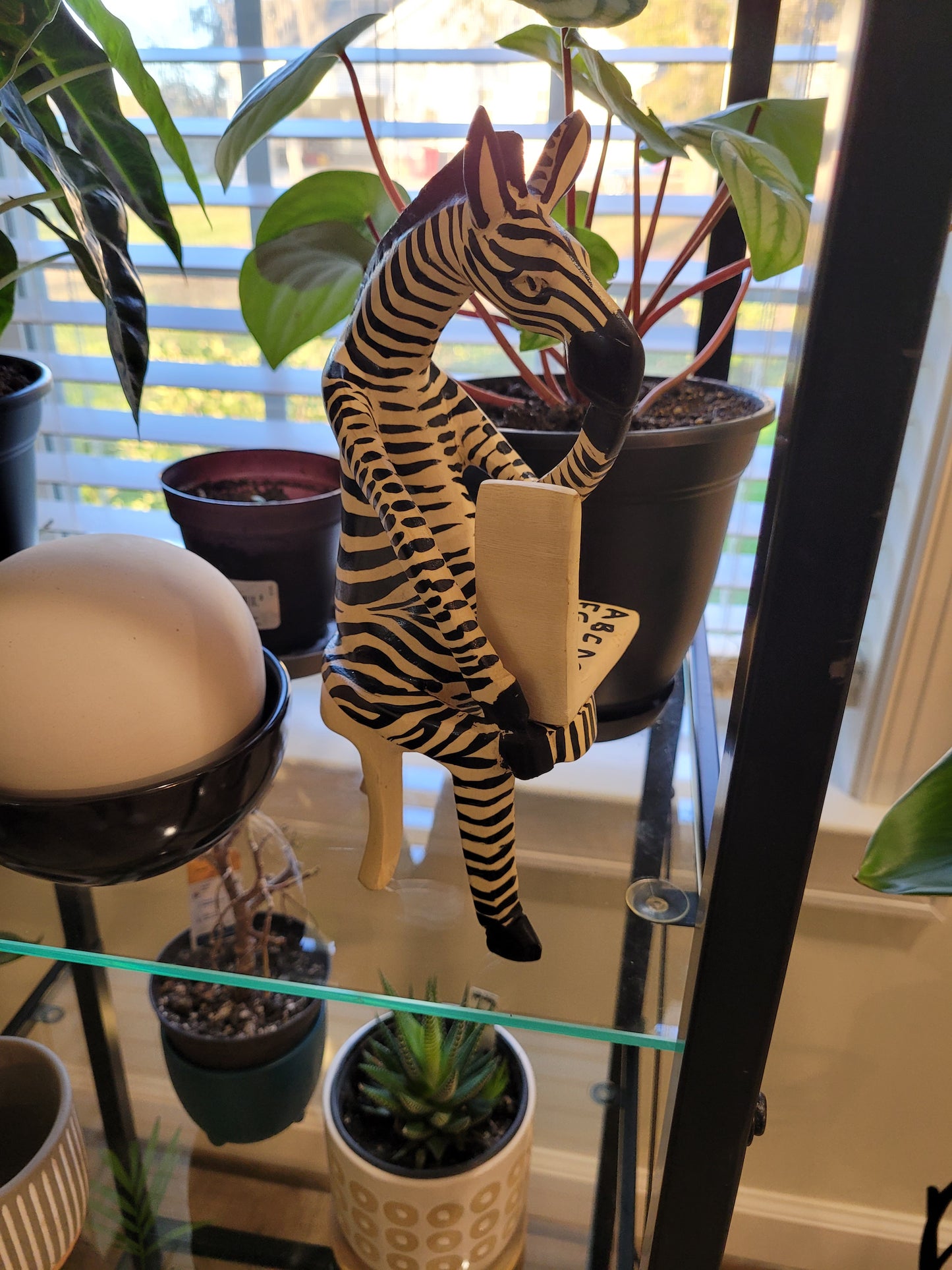 Sitting Zebra Teacher Sculpture