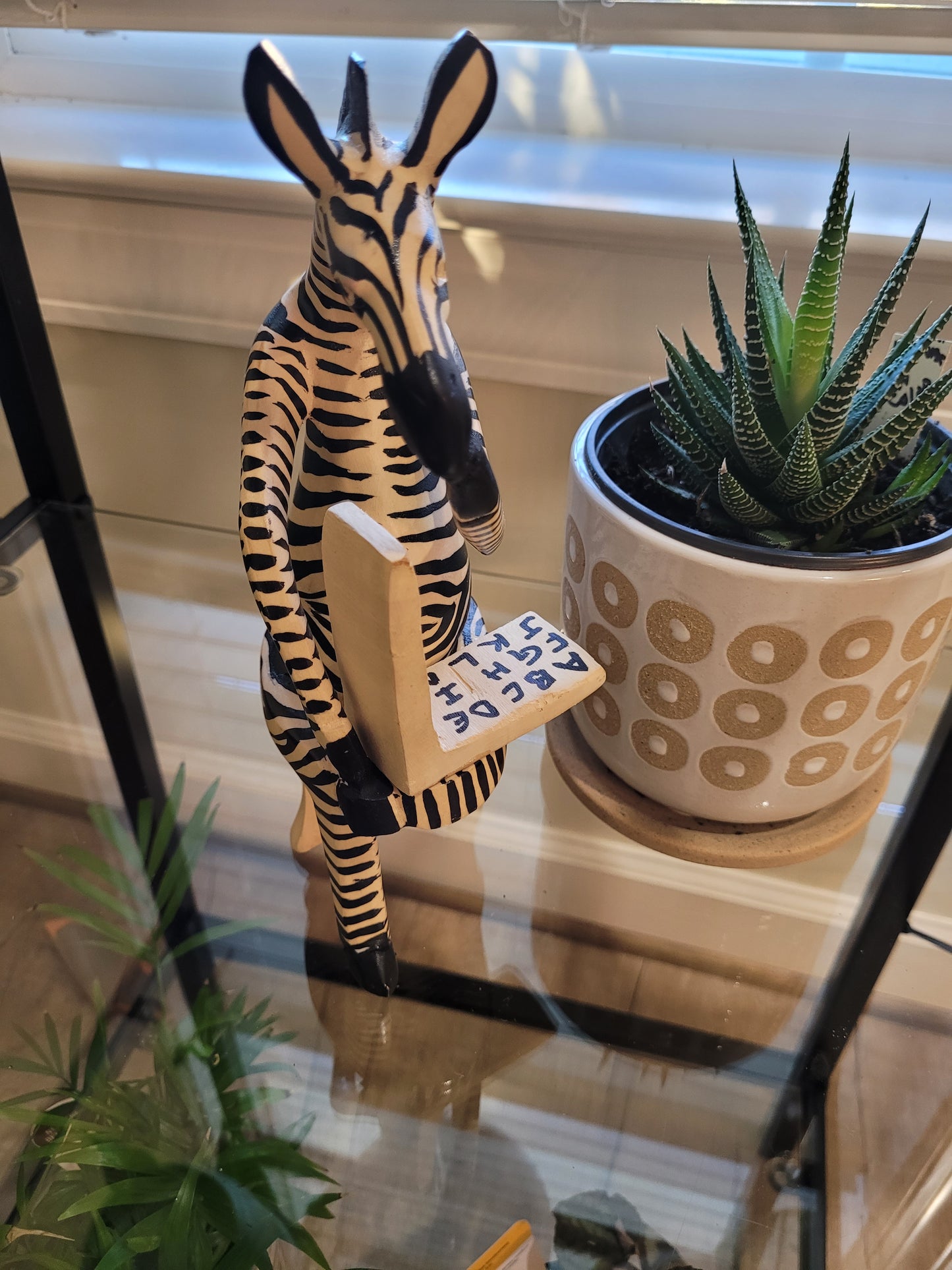 Sitting Zebra Teacher Sculpture