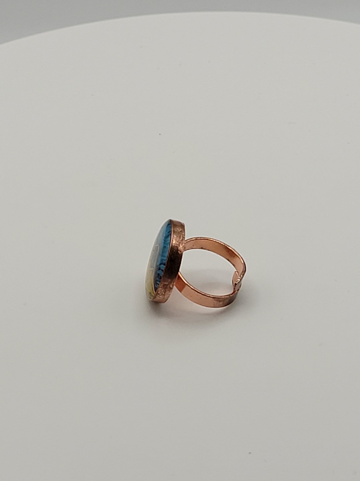 Tear Drop Chip Stone & Copper Rings