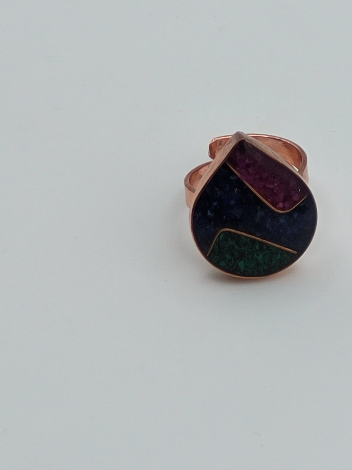 Tear Drop Chip Stone & Copper Rings