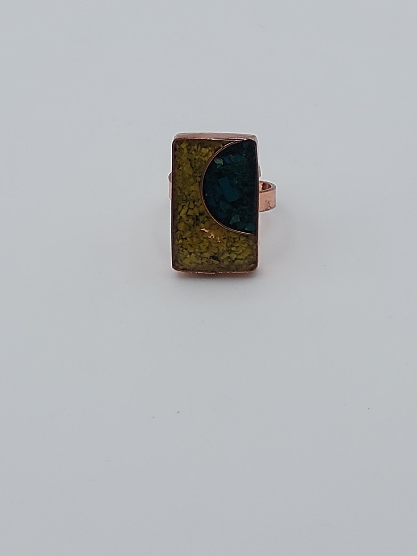 Rectangle Chip Stone & Copper Rings