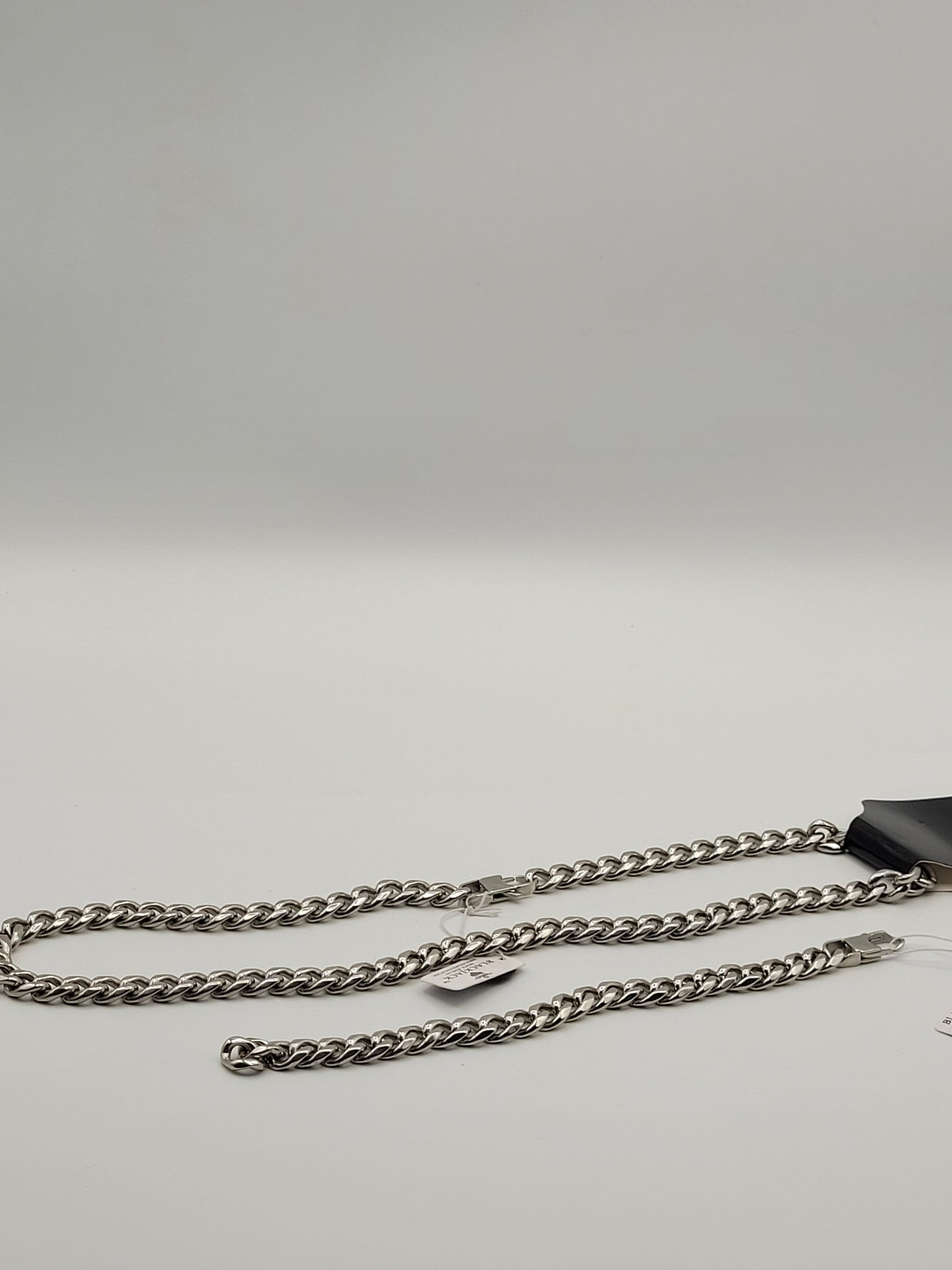 Curb Link Chain & Bracelet Set (Black Jack)