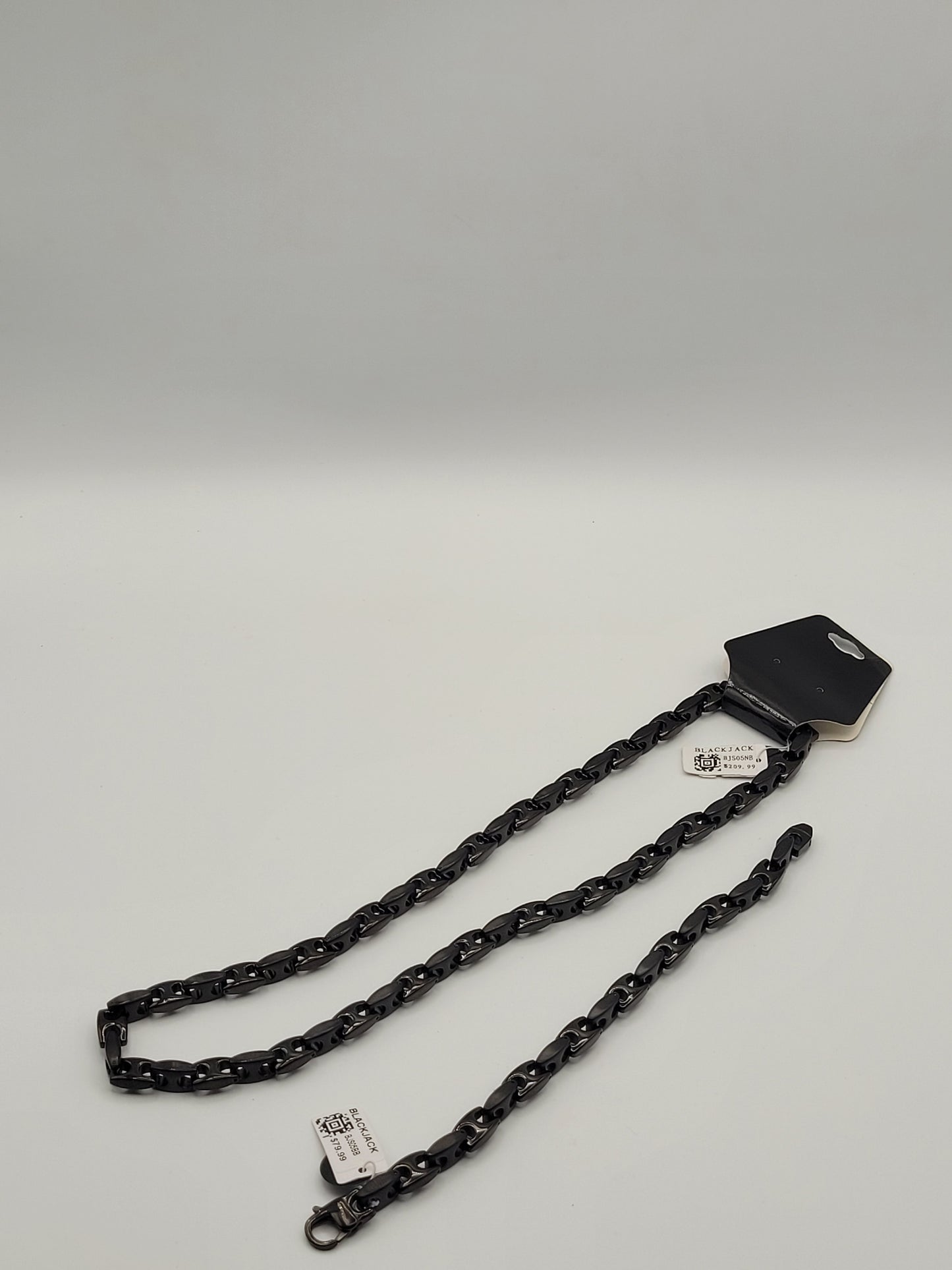 Black Anchor Link Chain & Bracelet Set