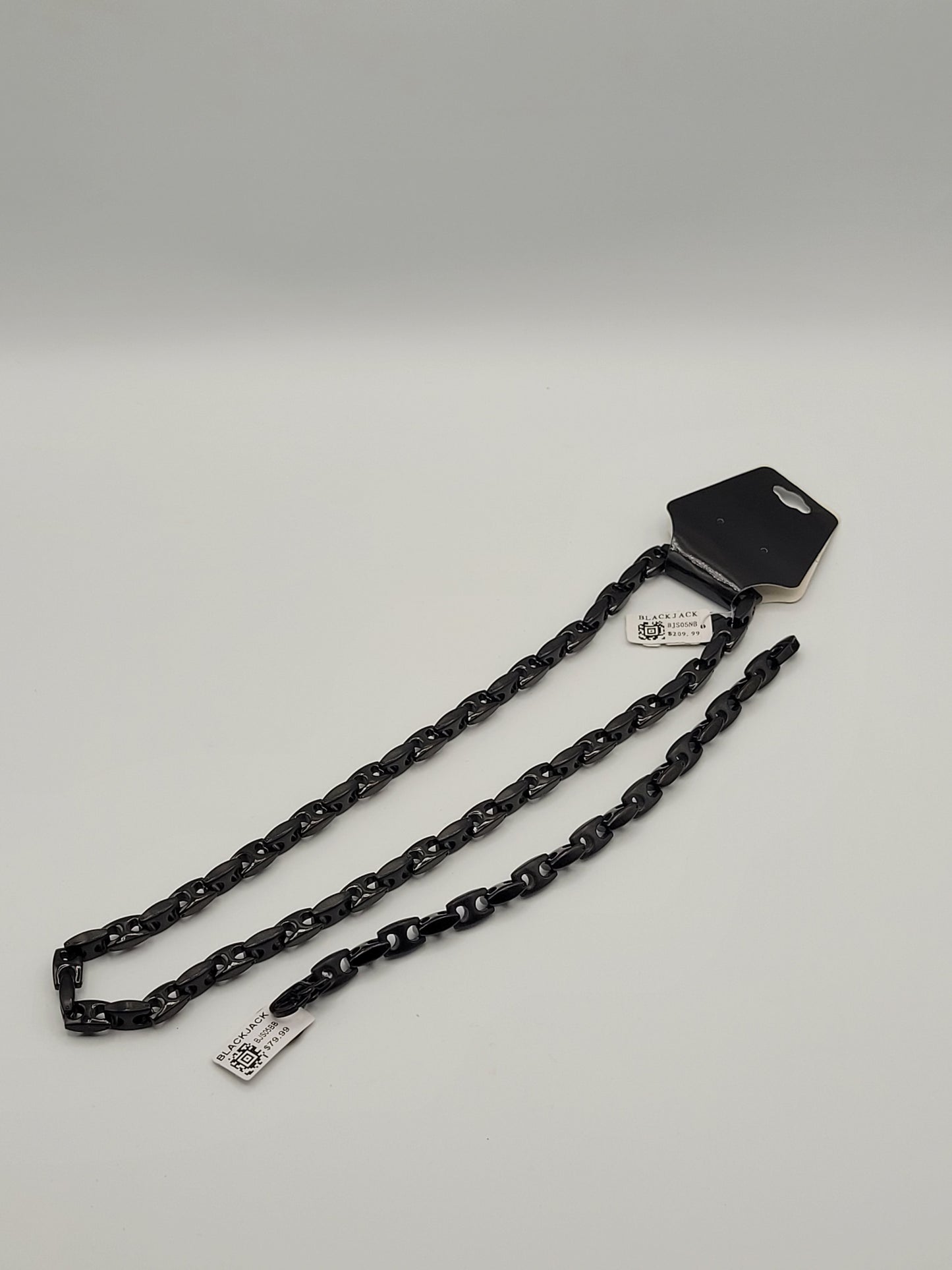 Black Anchor Link Chain & Bracelet Set