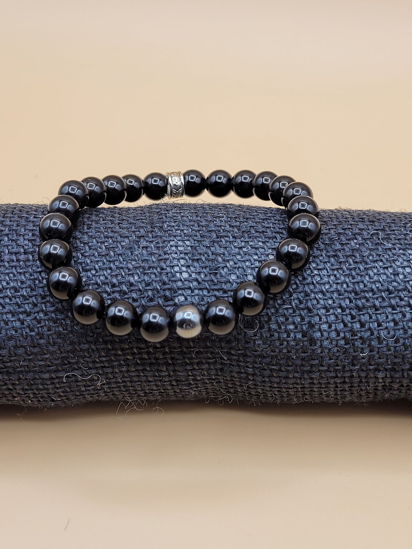 Black Obsidian Bead Bracelet