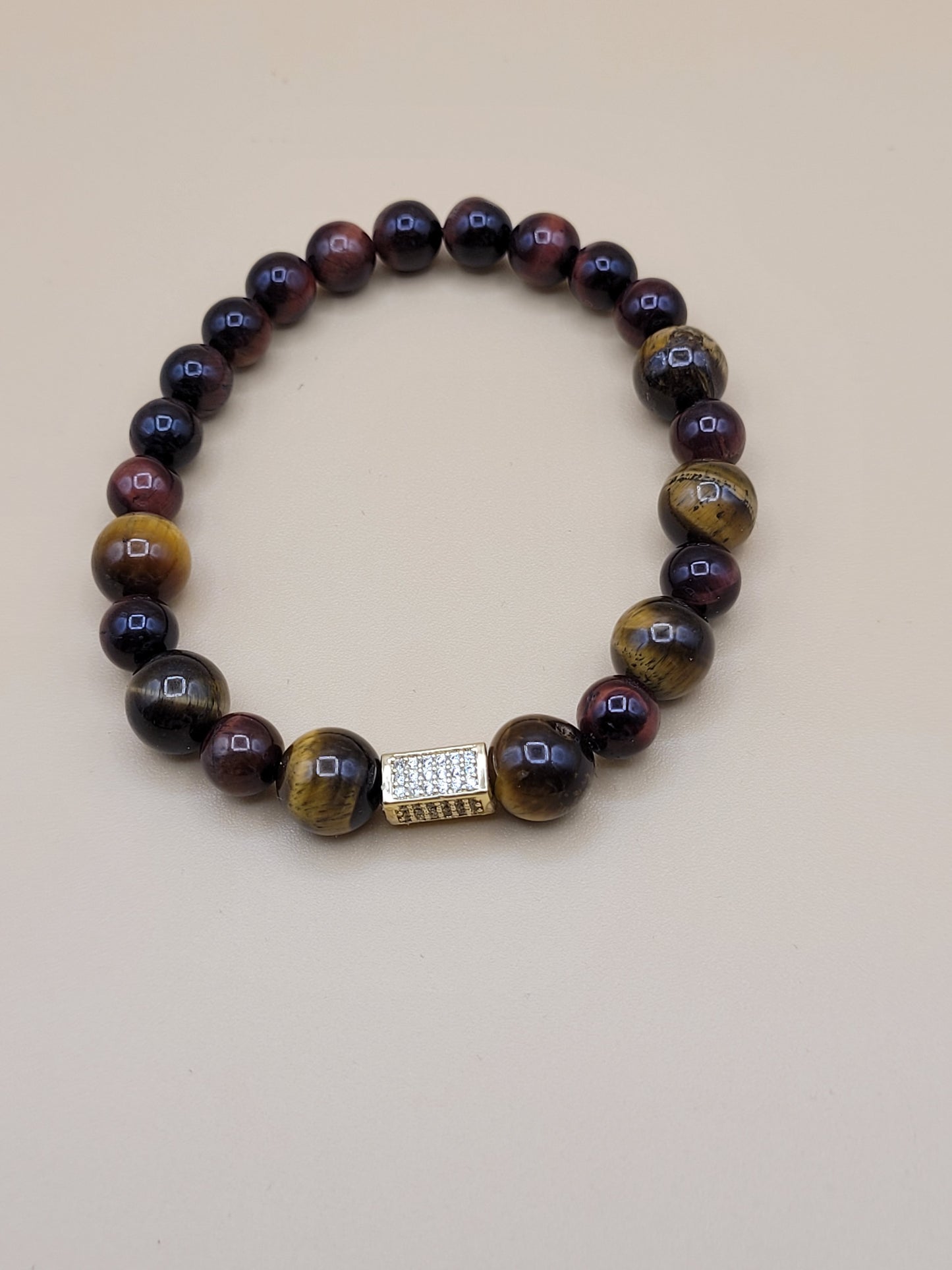 Red & Yellow Tiger's Eye Bead Bracelet