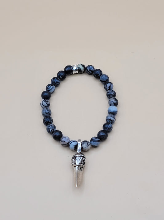 Black Jasper with Knife Charm