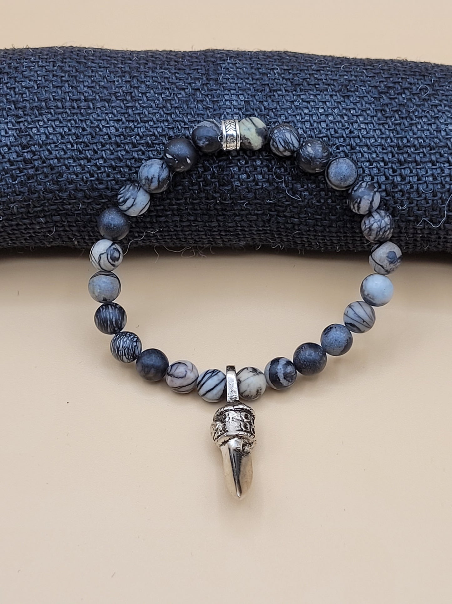 Black Jasper with Knife Charm