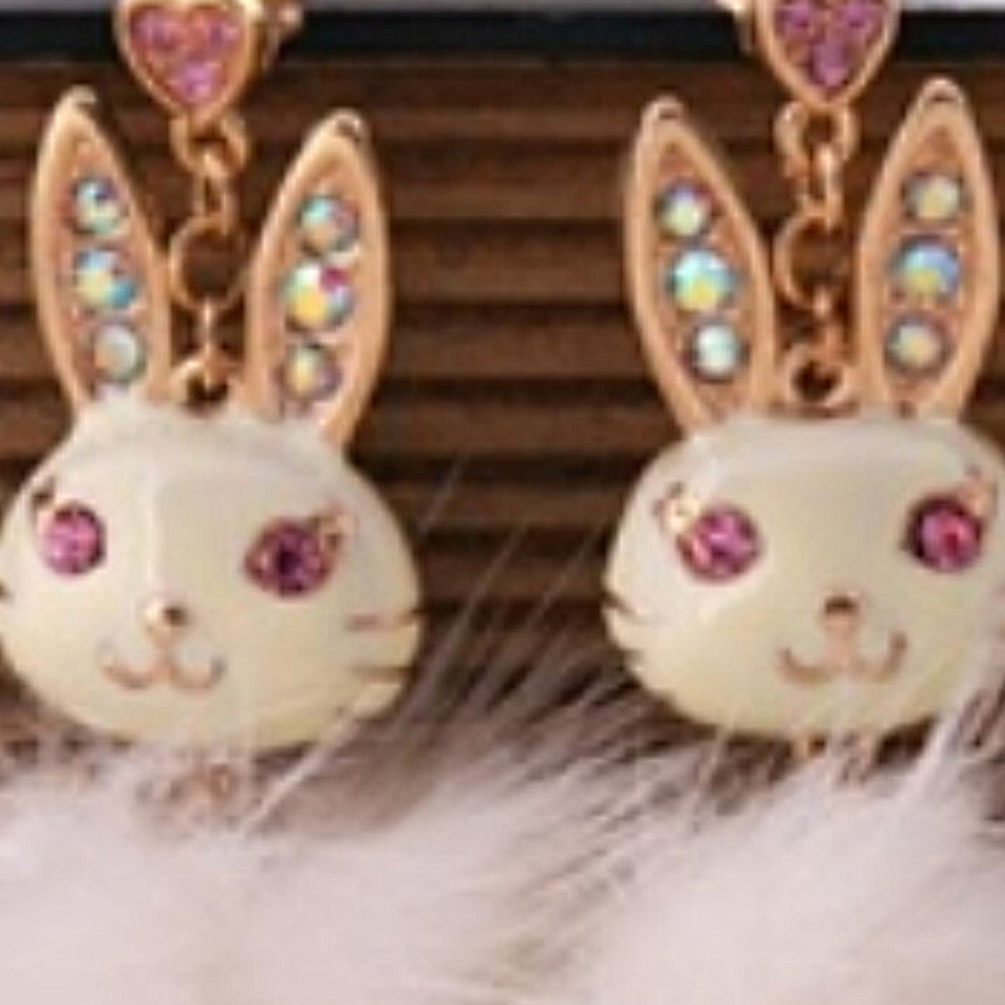 Fun Furry Bling Bunny Earrings (Comes in 3 Different Colors)