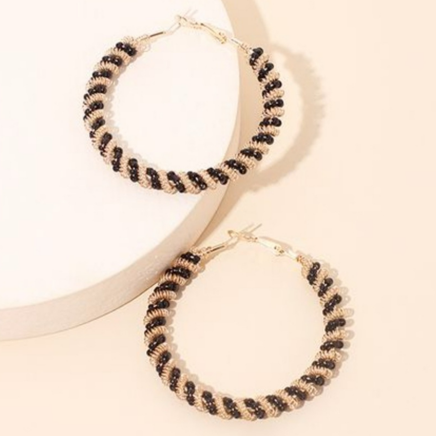 Beaded Big Hoop Earrings (Black available )