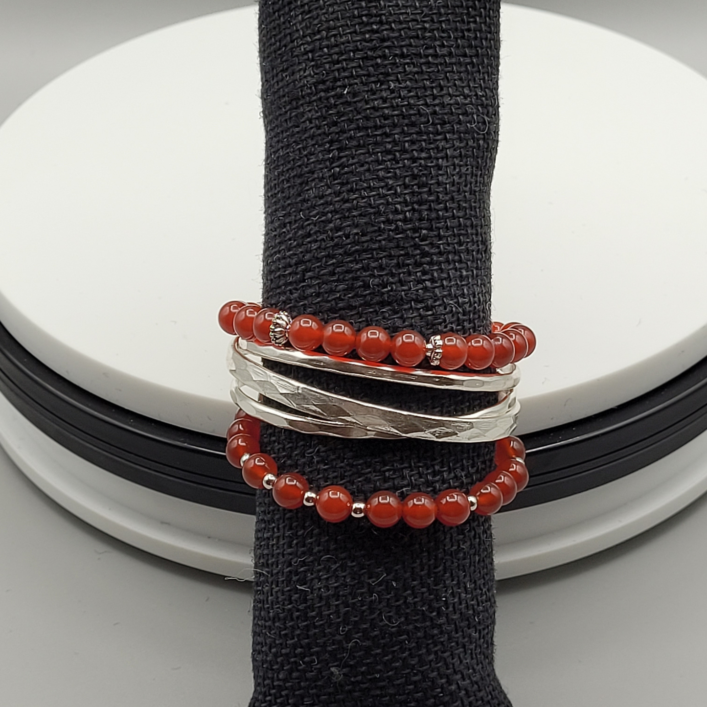 Carnelian Stone & Twisted Bangle tirset