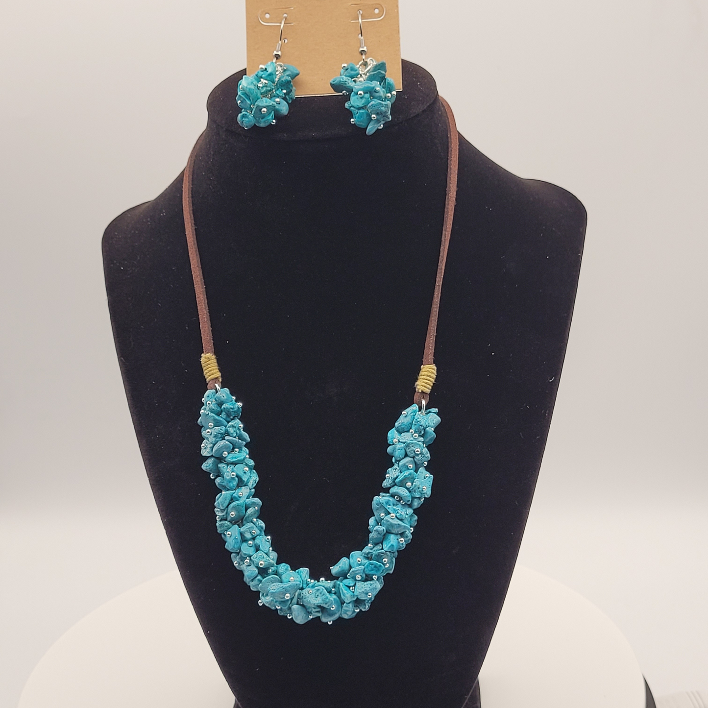 Turquoise Chipped Stone Necklace & Earring