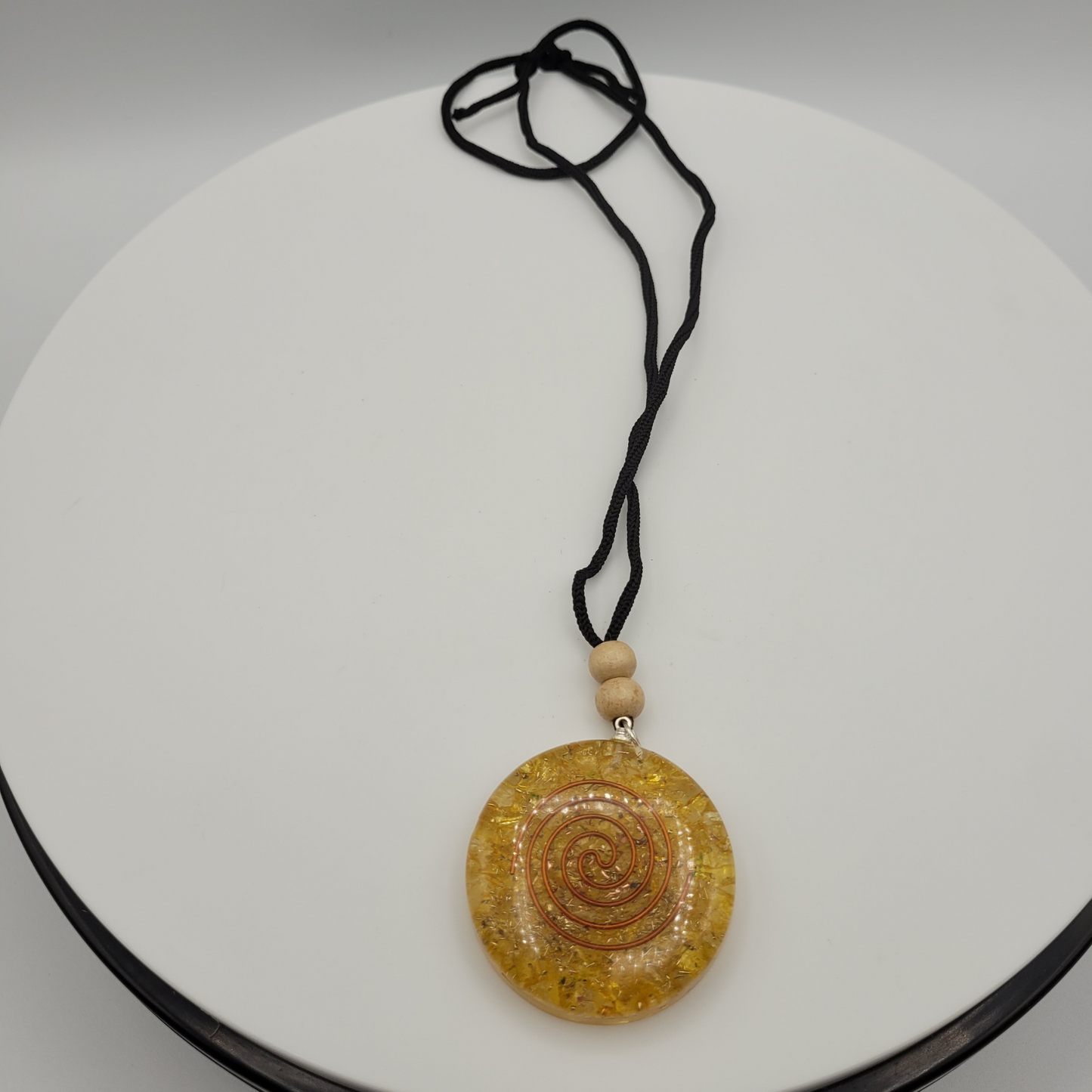 Citrine Orgonite Round Pendant Crystal Necklace