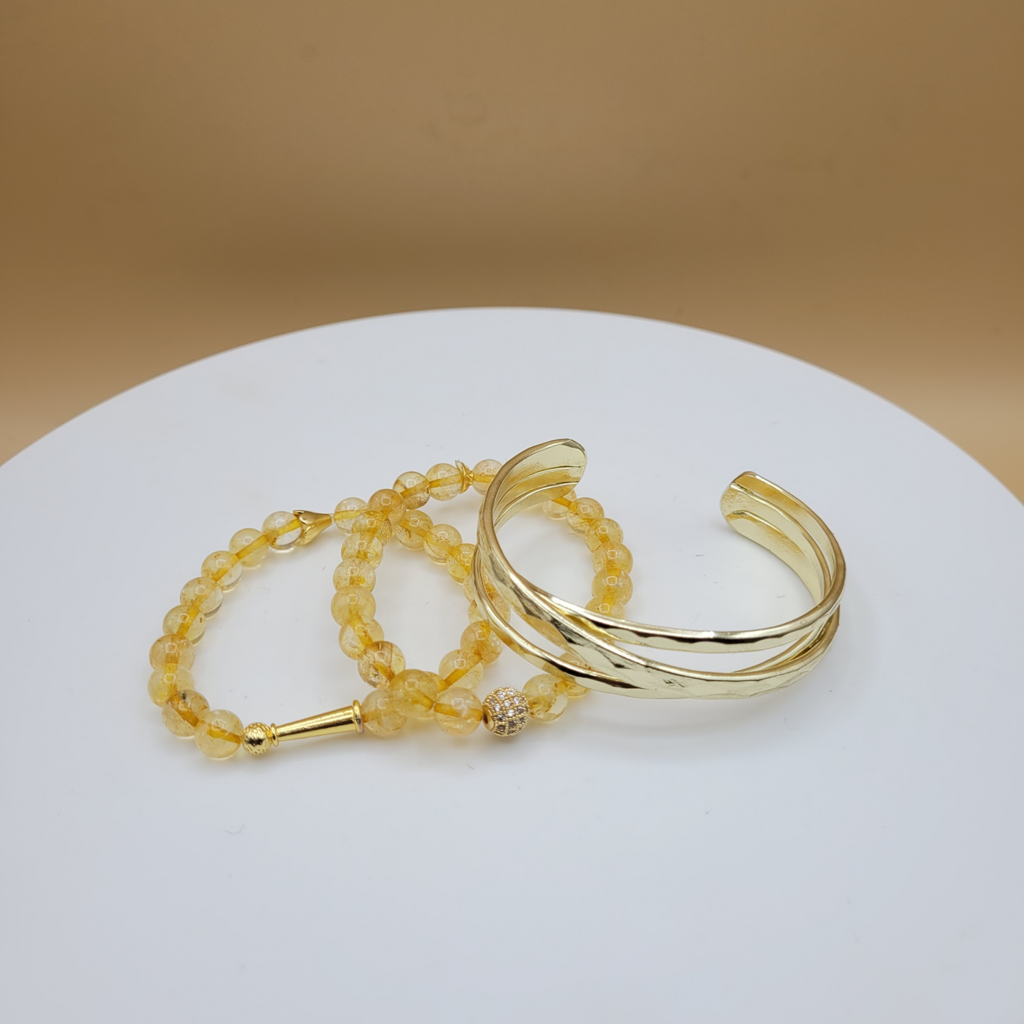 Citrine Stone & Gold plated bangle 3pc