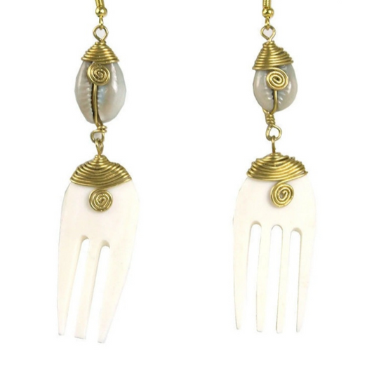 Comb and Cowrie Shell Earrings