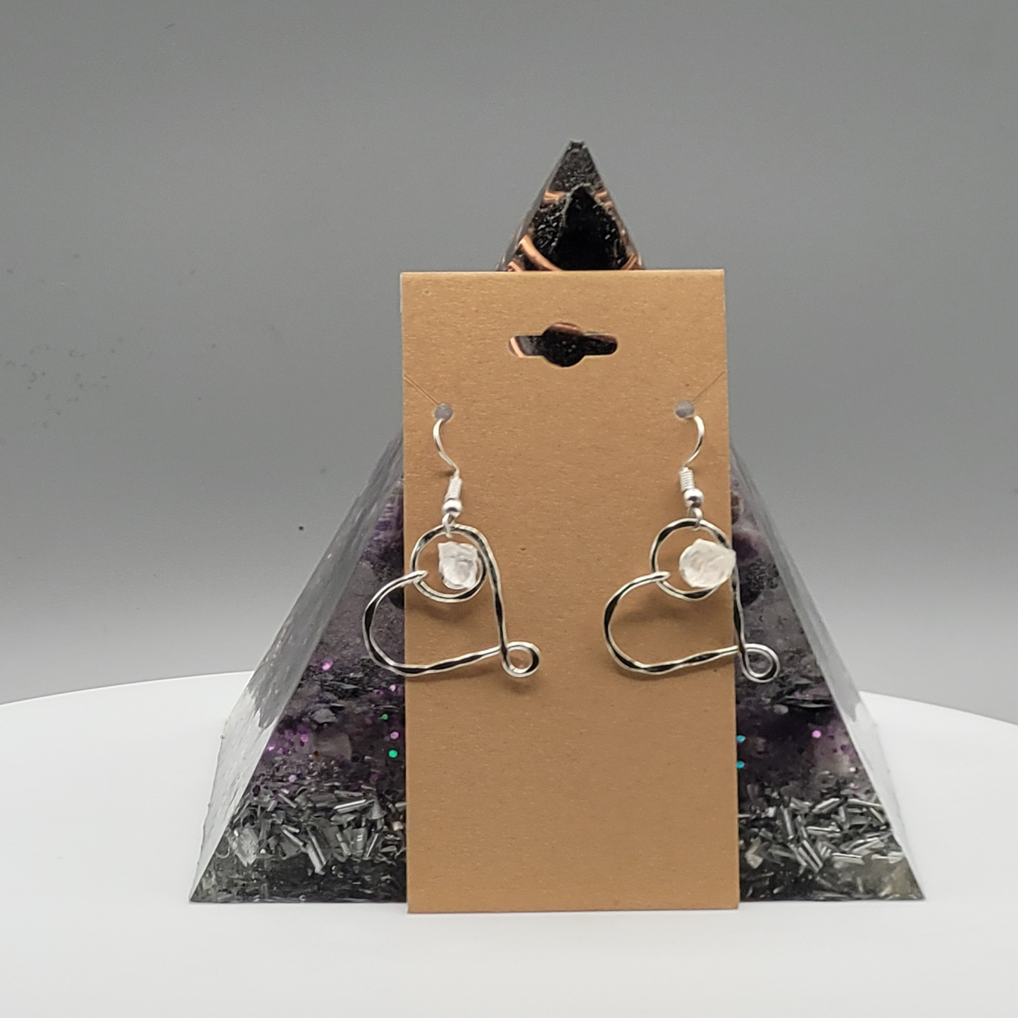 Raw Clear Quartz Heart Earring Silver