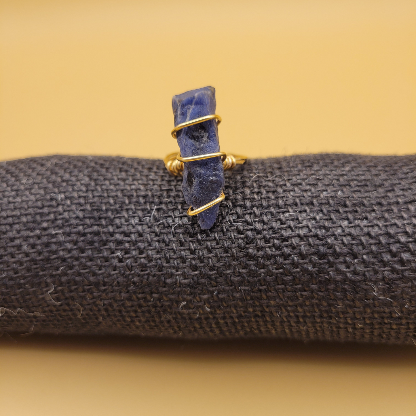 Raw Sodalite Stone Ring In Gold ( Size 9 )