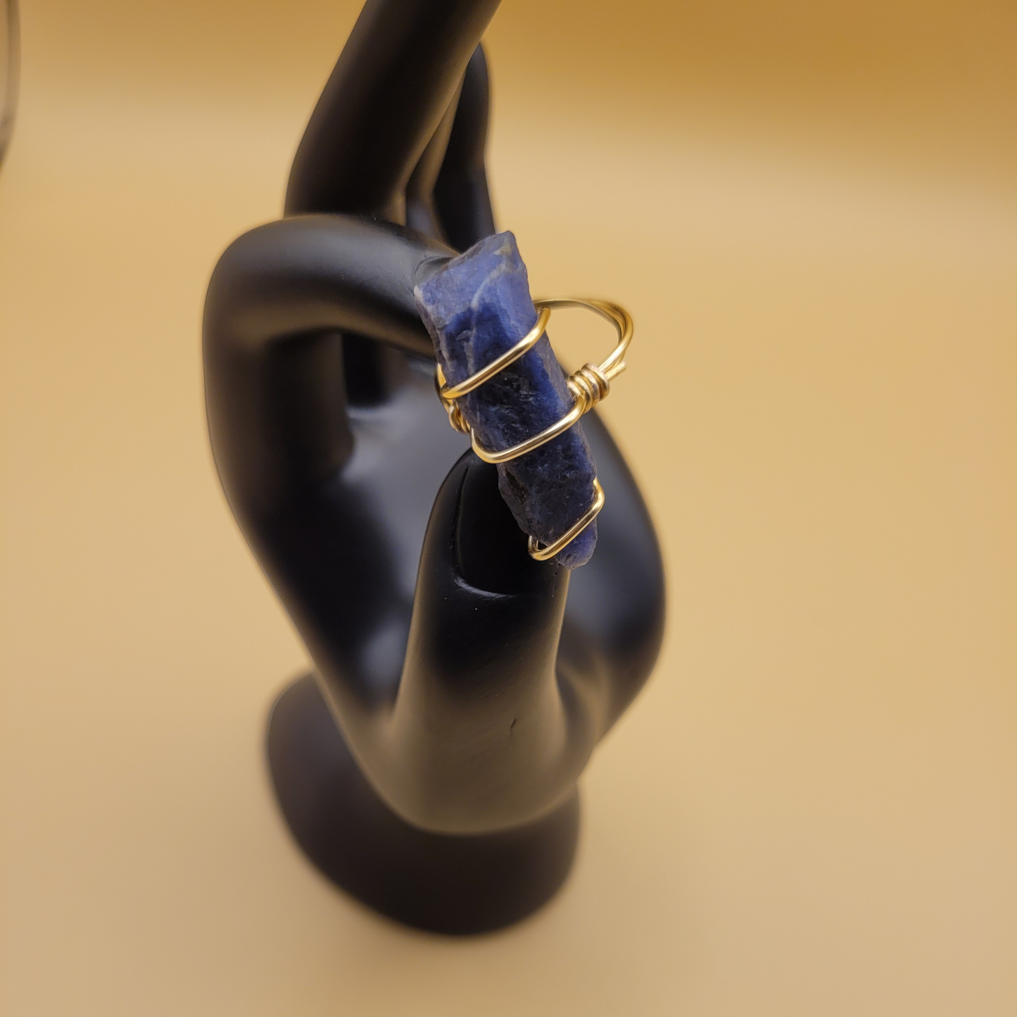 Raw Sodalite Stone Ring In Gold ( Size 9 )