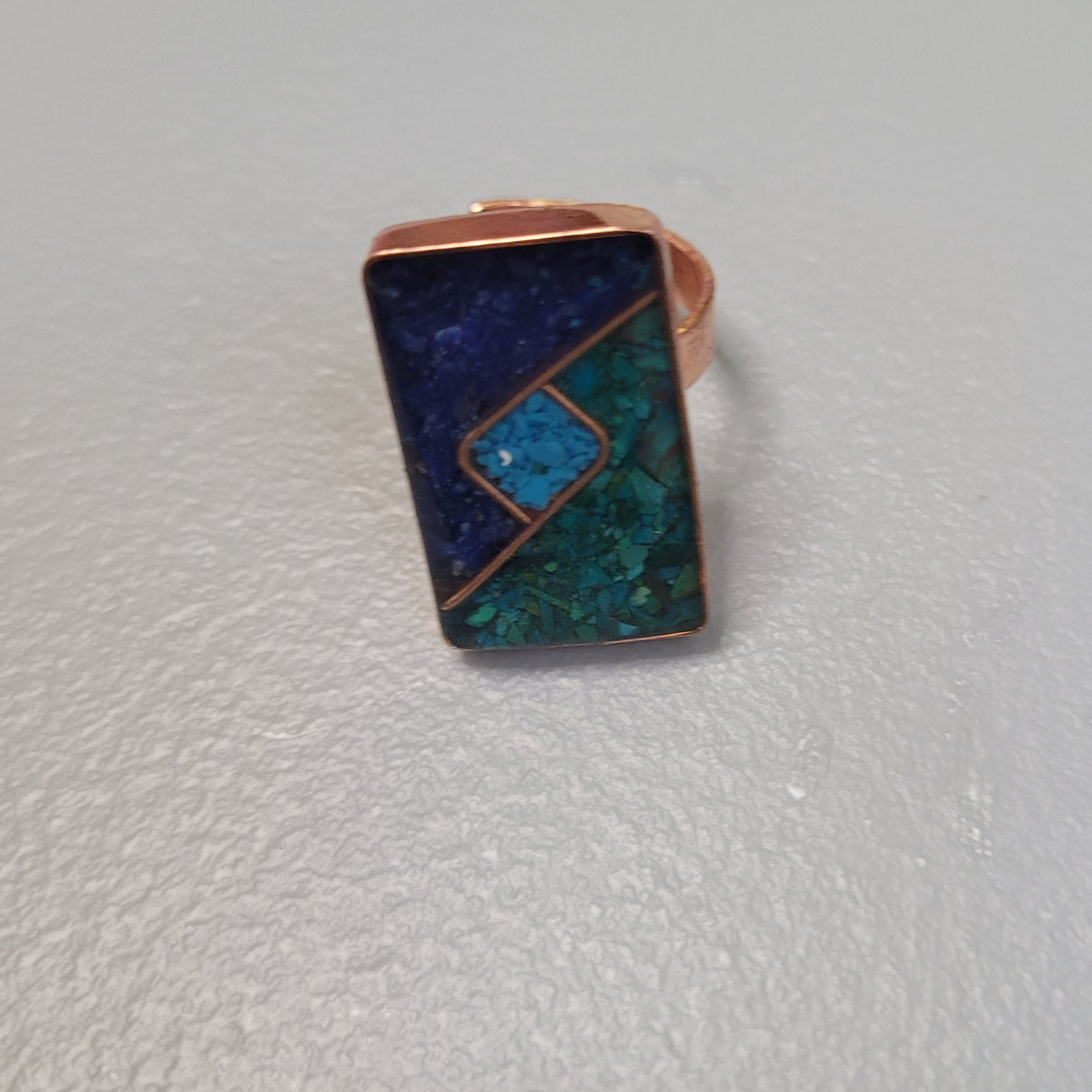 Rectangle Chip Stone & Copper Rings