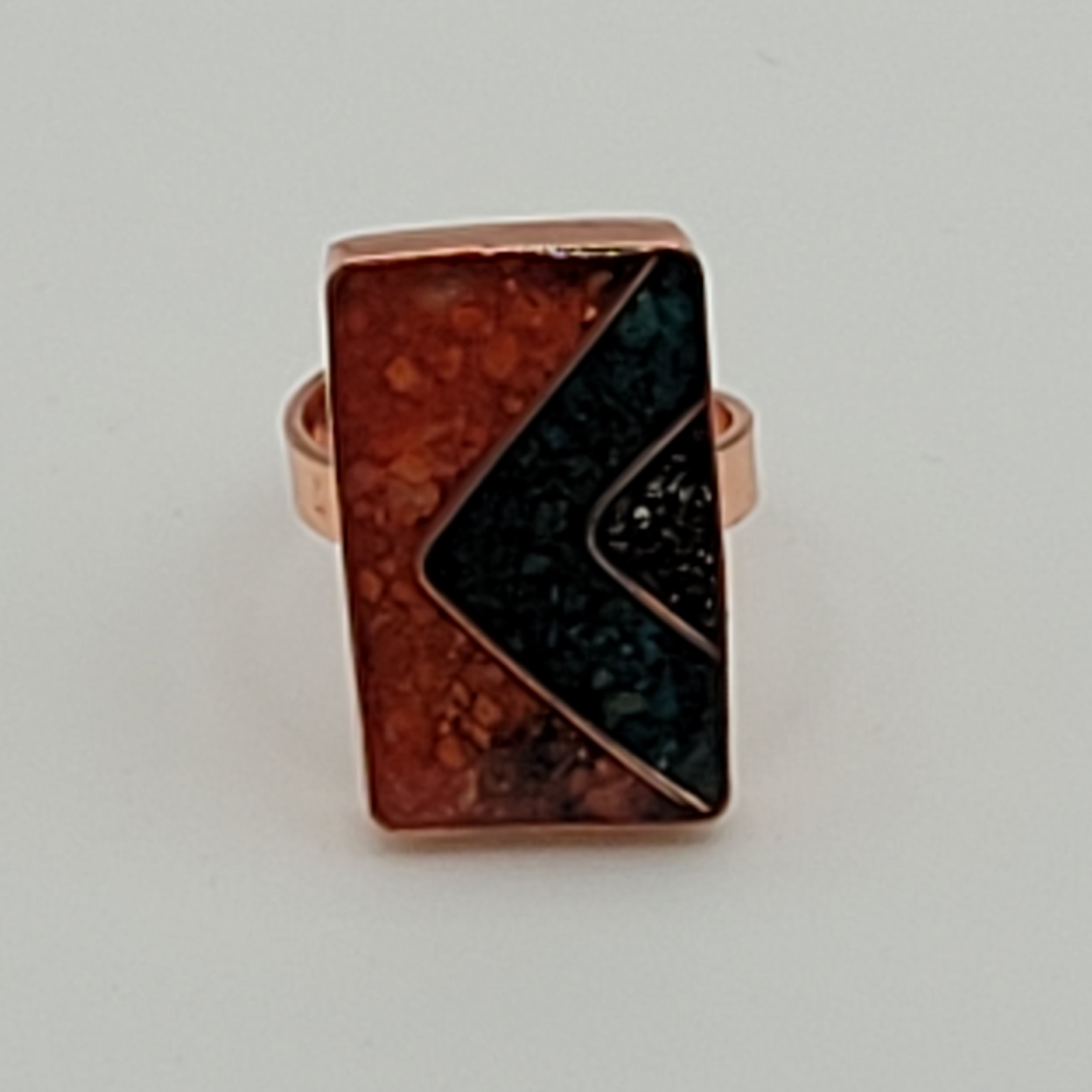 Rectangle Chip Stone & Copper Rings