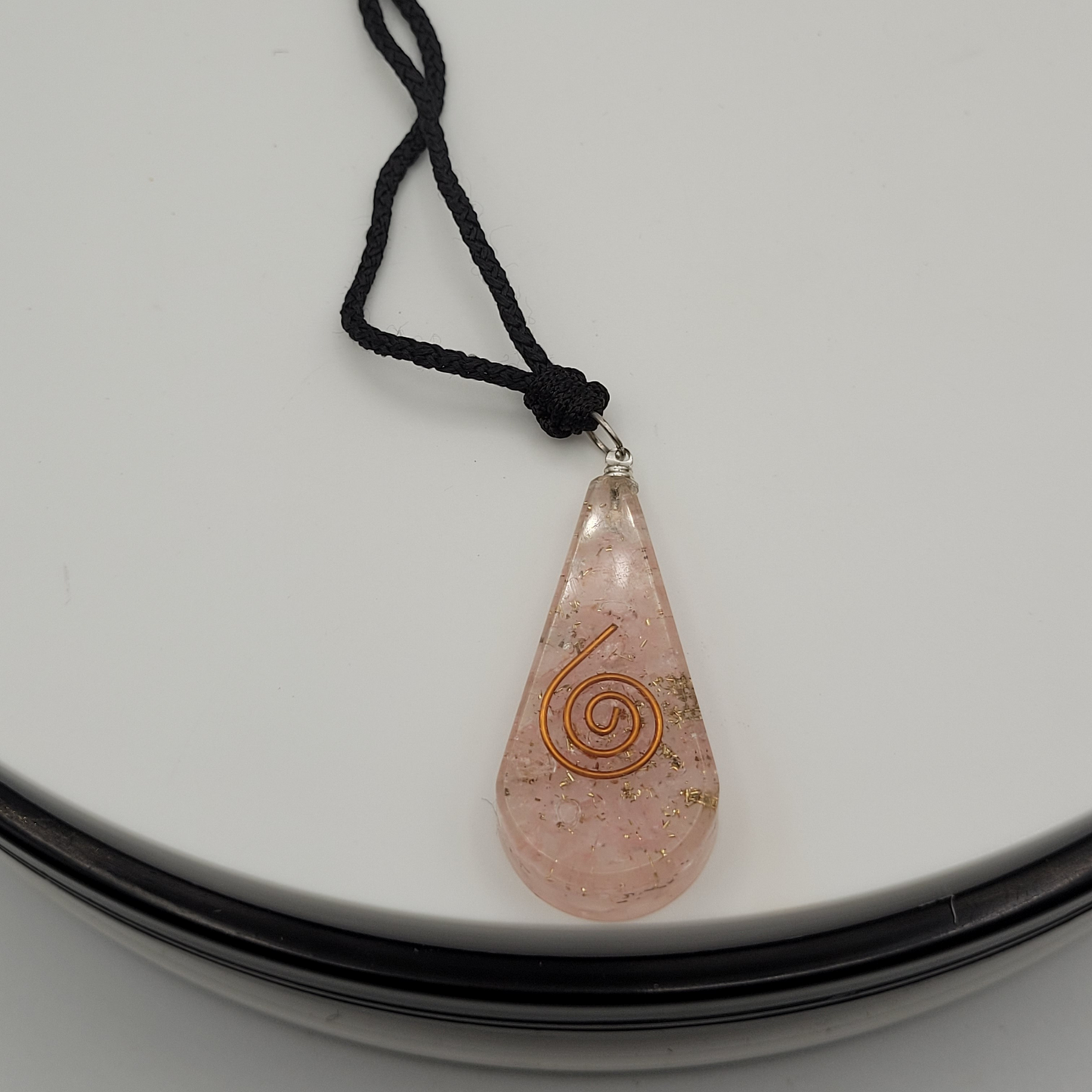 Rose Quartz Orgonite Teardrop Crystal Necklace