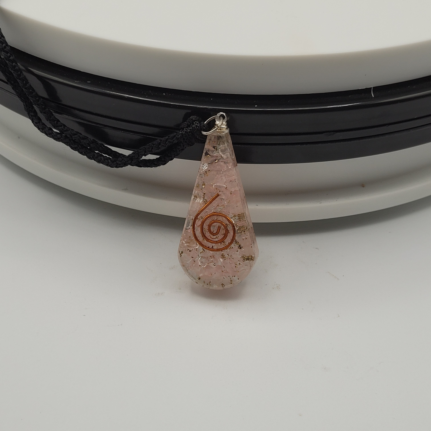 Rose Quartz Orgonite Teardrop Crystal Necklace