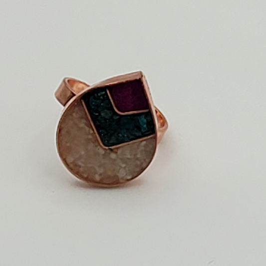 Tear Drop Chip Stone & Copper Rings