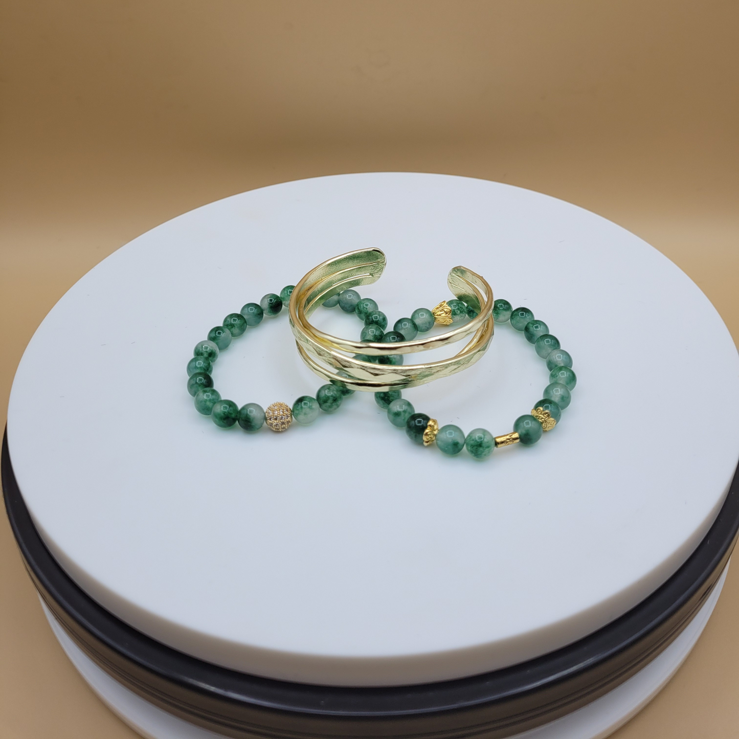 Emerald Stone & Bangle 3pc