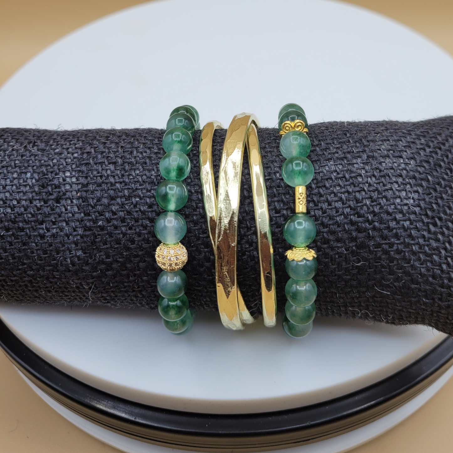 Emerald Stone & Bangle 3pc