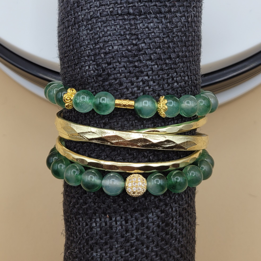 Emerald Stone & Bangle 3pc