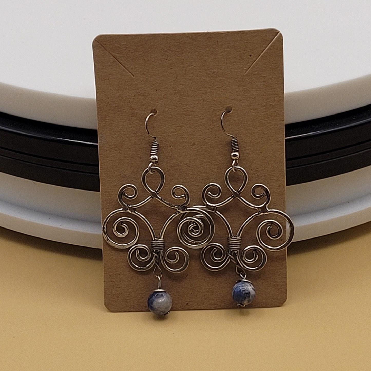 Lapis Lazuli Stone  Silver Earrings