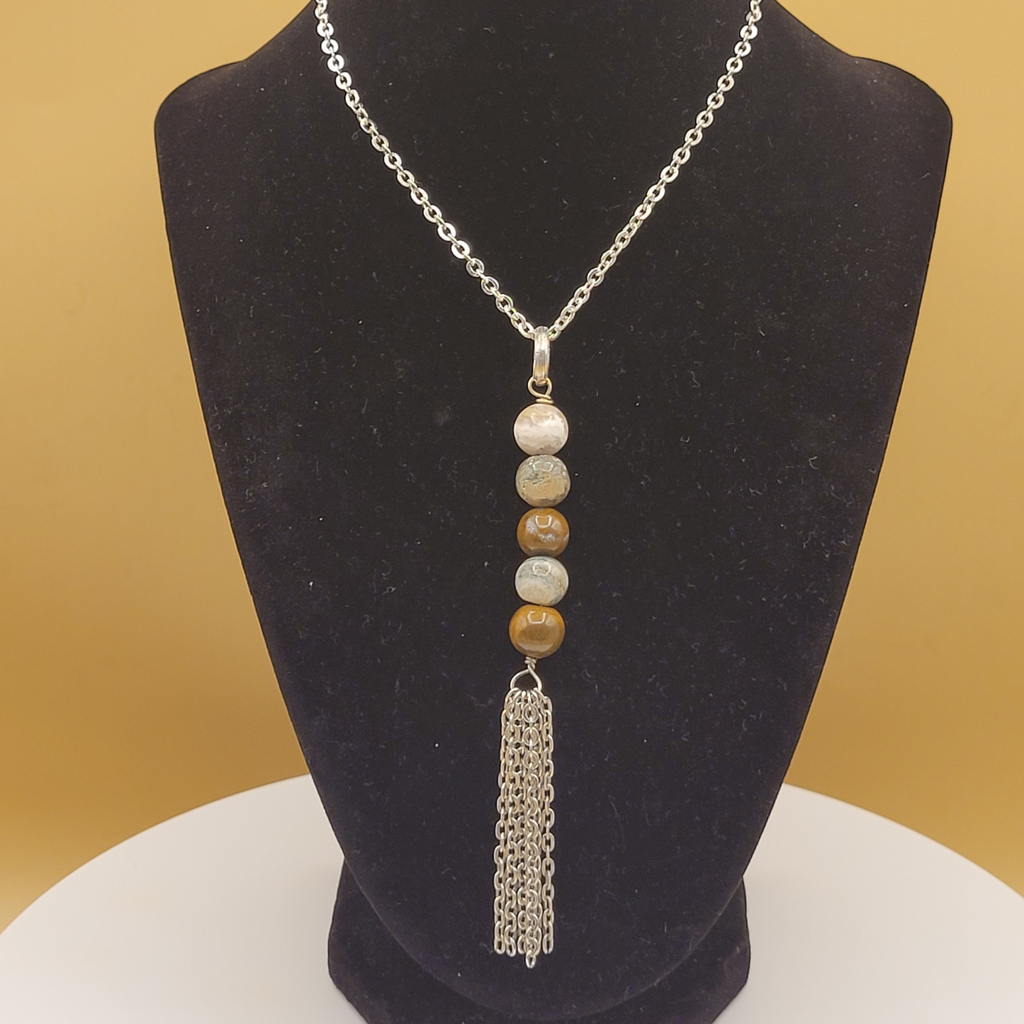 Ocean Jasper Stone Silver Necklace