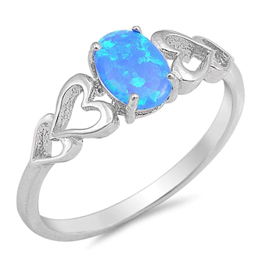 925 Sterling Silver Blue Australian Opal with Hearts