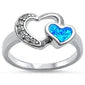 925 Sterling Silver Blue Opal & CZ Heart