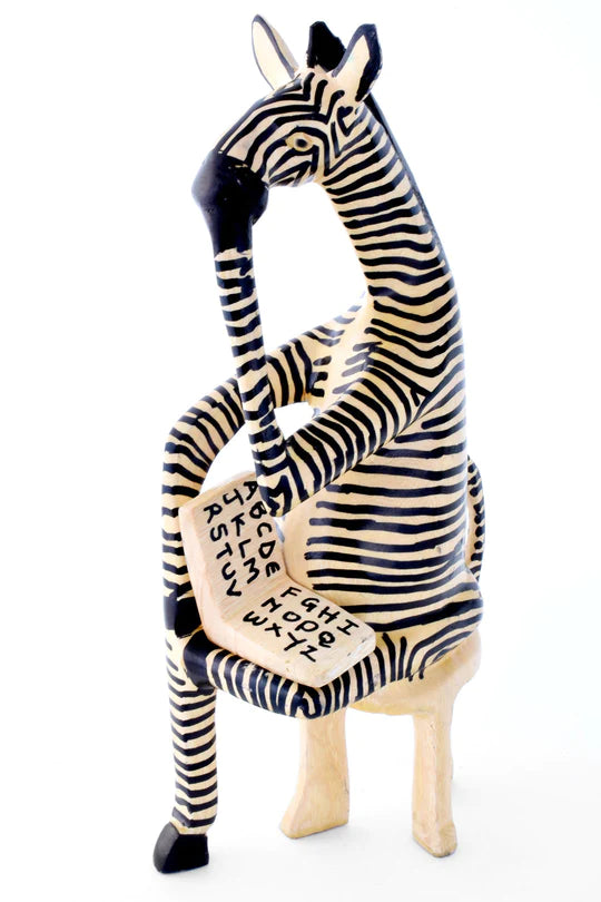 Sitting Zebra Teacher Sculpture